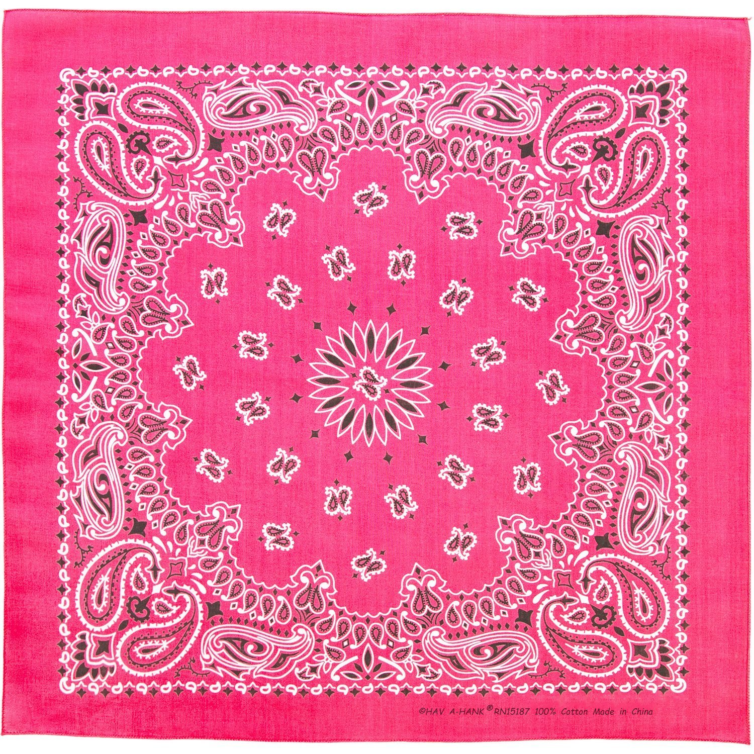 12pcs NEON Hot Pink NEON Hot Pink CM Western Paisley Bandanas in Bulk Imported 100% cotton 22