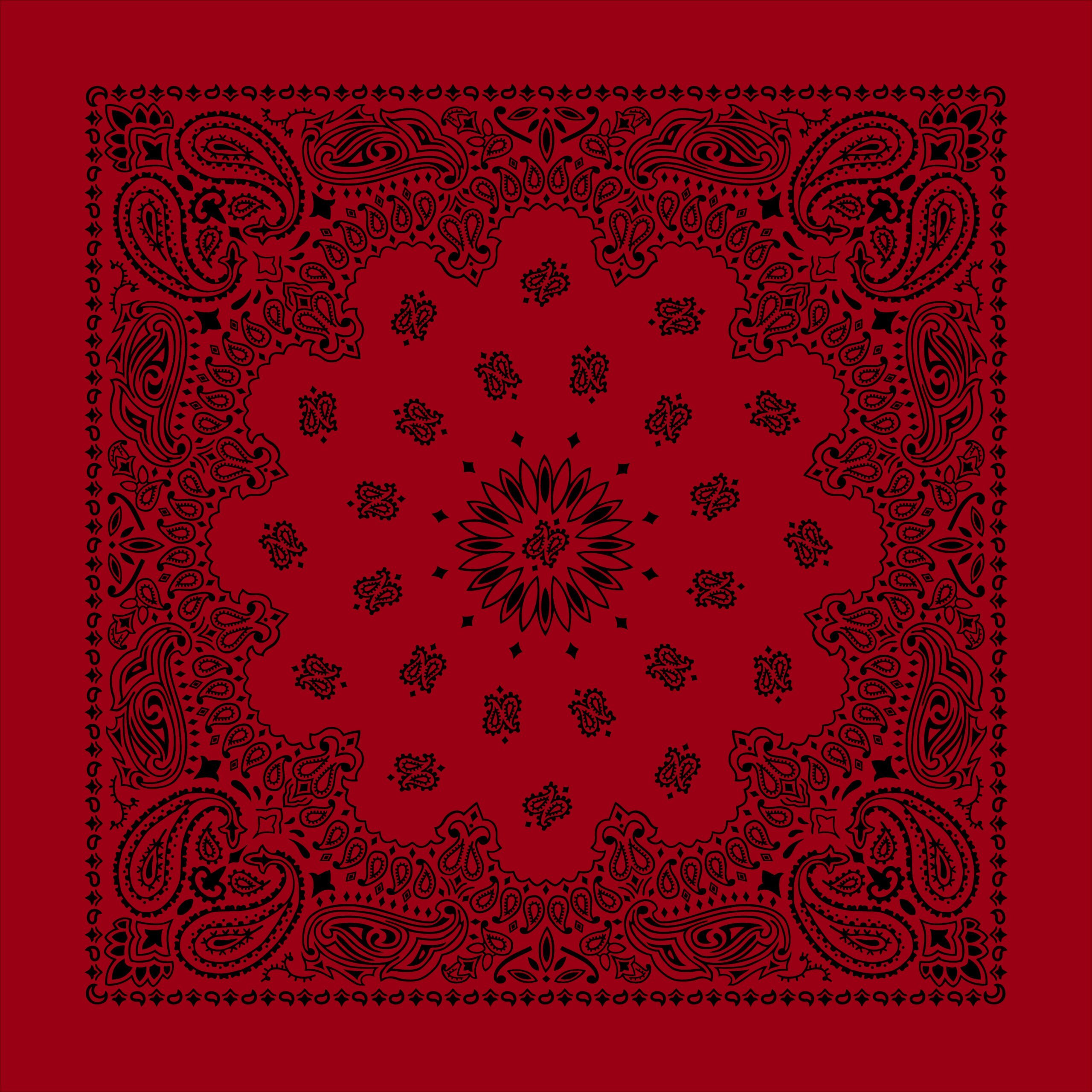 1pc Black/Red CM Western Paisley Bandanas, 100% cotton - 27x27 Inches