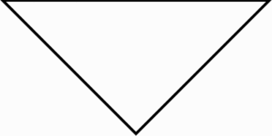 A large black Bandana triangle points downward against a blank white background highlighting its geometric shape and simplicity creating a stark contrast with the empty space surrounding it