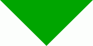 A large green downward-pointing Bandana triangle dominates the composition it rests against a white background creating a bold visual contrast and suggesting a simple geometric shape.