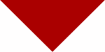 Red triangular shape positioned prominently with its apex pointing downward set against a white background creating a strong visual contrast and drawing attention to the shape's form.