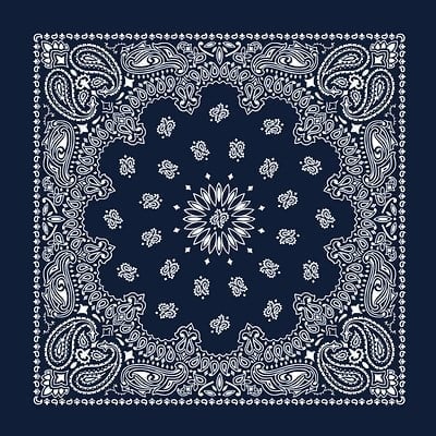 1pc Navy Blue Open Center Paisley Handkerchiefs - USA - 100% cotton