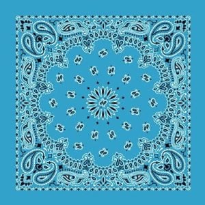 American Made Light Blue Western Paisley Bandana - High-Quality 22x22 Single Piece for Classic Style and Versatile Use