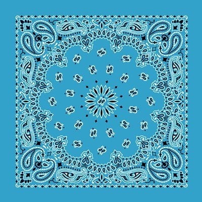 12-pack Light Blue American Made Western Paisley Bandanas - 100% Cotton - 22x22 Inches