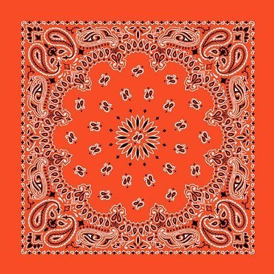 1pc American Made Orange Open Center Paisley Handkerchief - Single 1pc 22x22