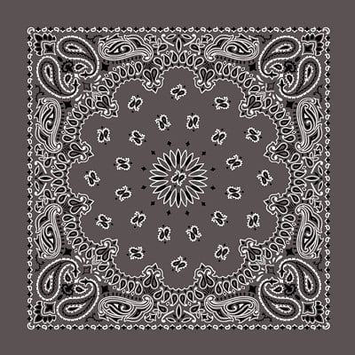 1pc American Made Charcoal Gray Western Paisley Handkerchief - Single 1pc 22x22