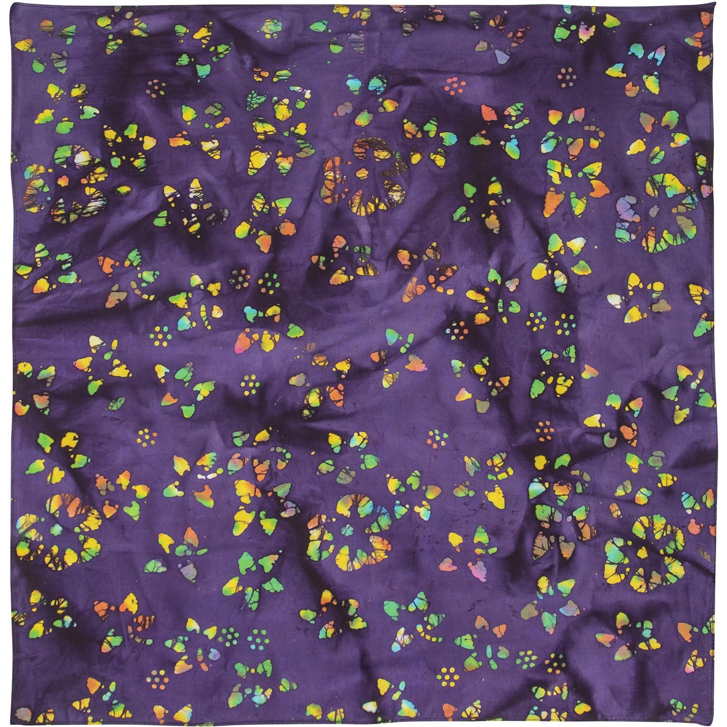 Batik Purple Bandana – 22x22 inches, a high-quality import from India, made from 100% Cotton with a 68x68 thread count.