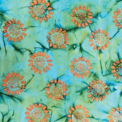 Batik Emily - Tie Dye Green and Orange - Bandana - 22x22 Inch