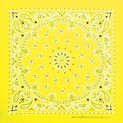 Neon Yellow Western Paisley Bandana - Imported - Single Piece - 22x22