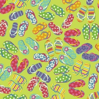 USA Made Flip Flop Fun Bandana – 22x22 inches, a beach-themed accessory in a 50/50 Poly Cotton blend for comfort.