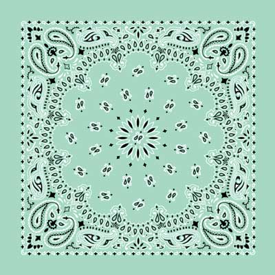 12-pack Mint Green American Made Western Paisley Bandanas - 100% Cotton - 22x22 Inches