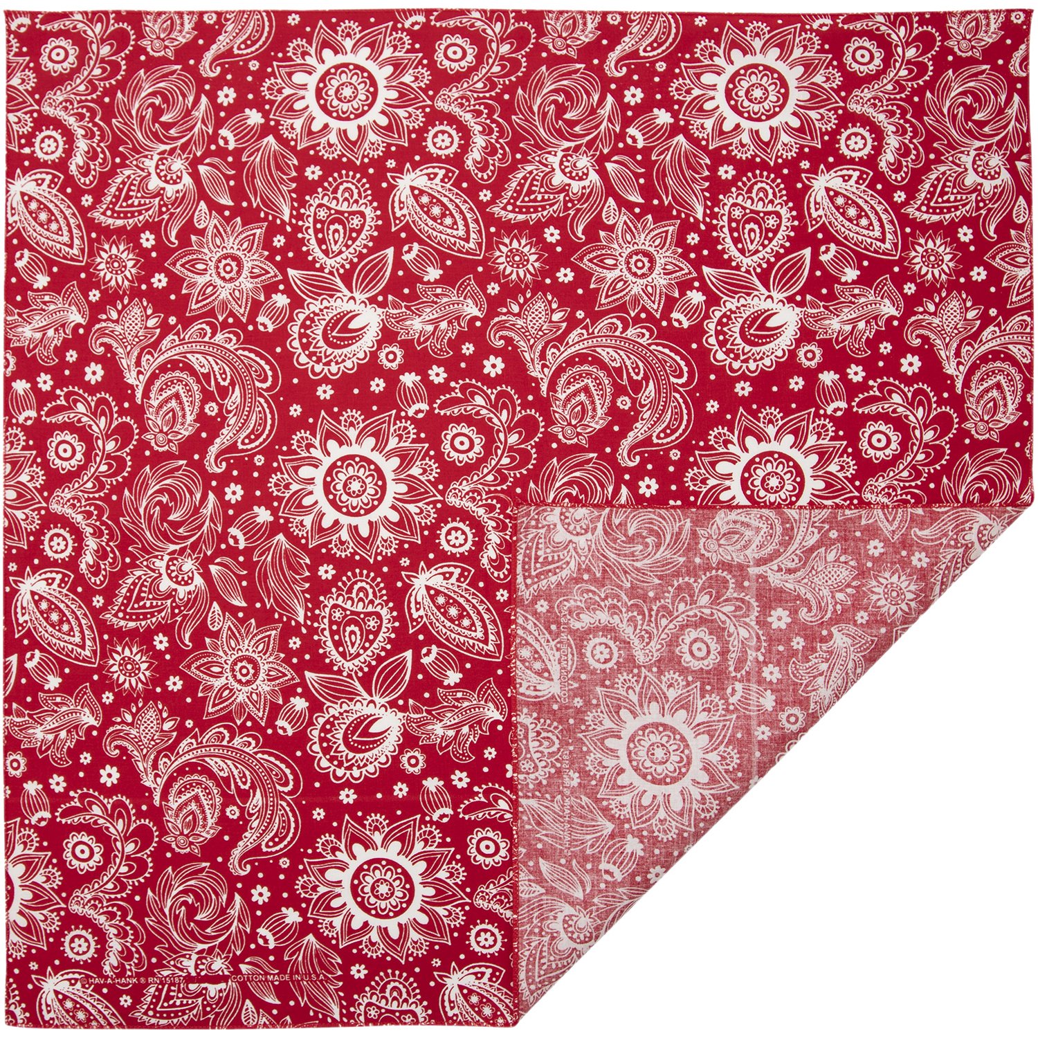 Prims Paisley Flower - Red Bandana - Single Piece - 22x22