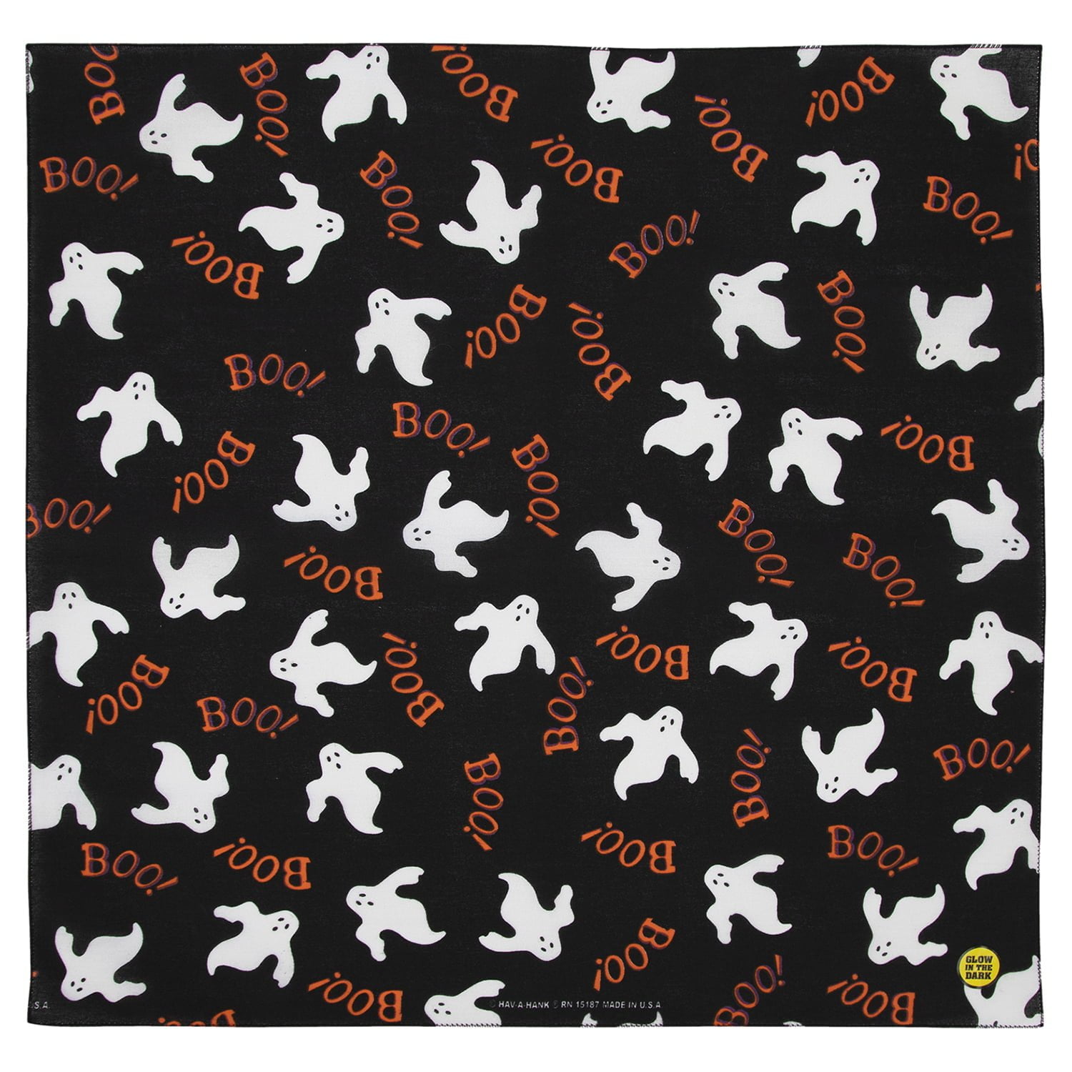 12-pack Boo Ghost- Glowing Bandanas, by the Dozen - 22x22
