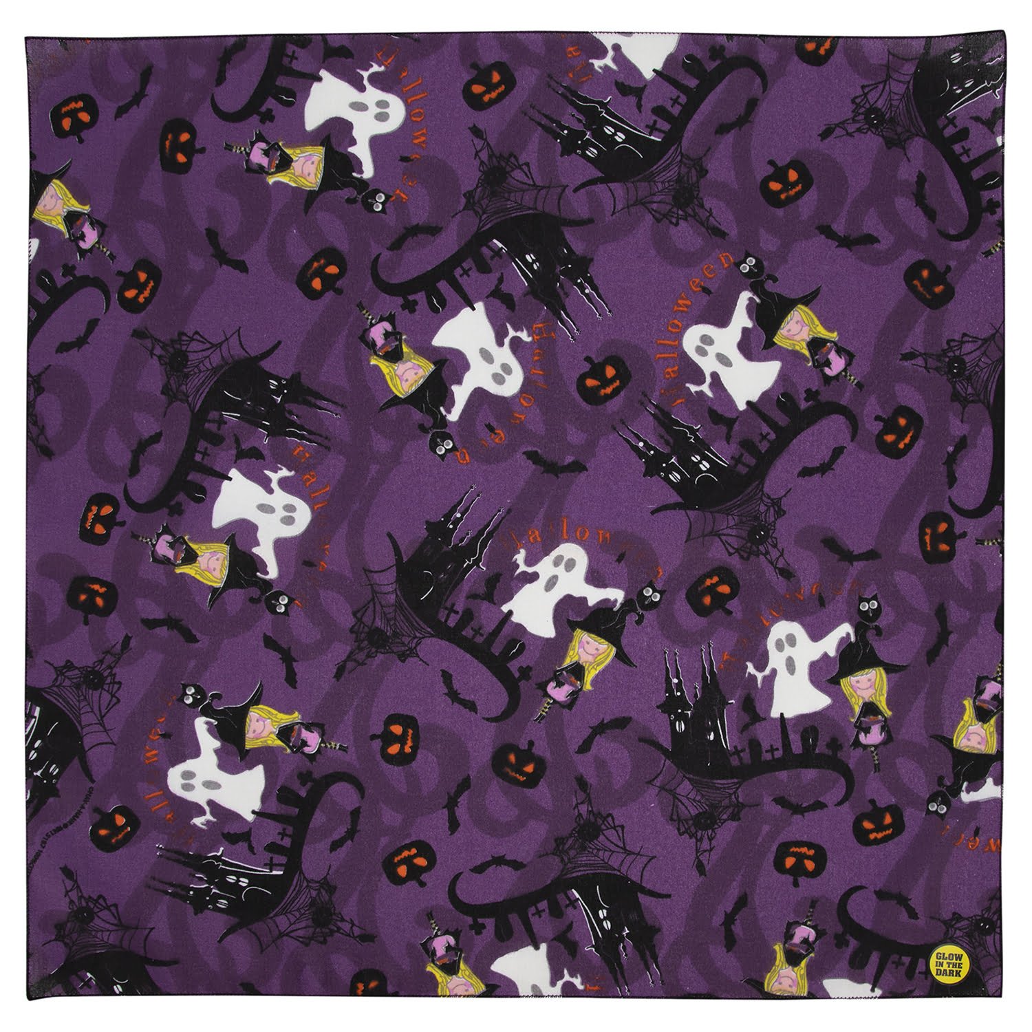 Witches and Ghosts - Purple Bandana - Single Piece - 22x22