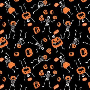 Skeletons and Pumpkins Glow in the Dark - USA - 22x22 Inch