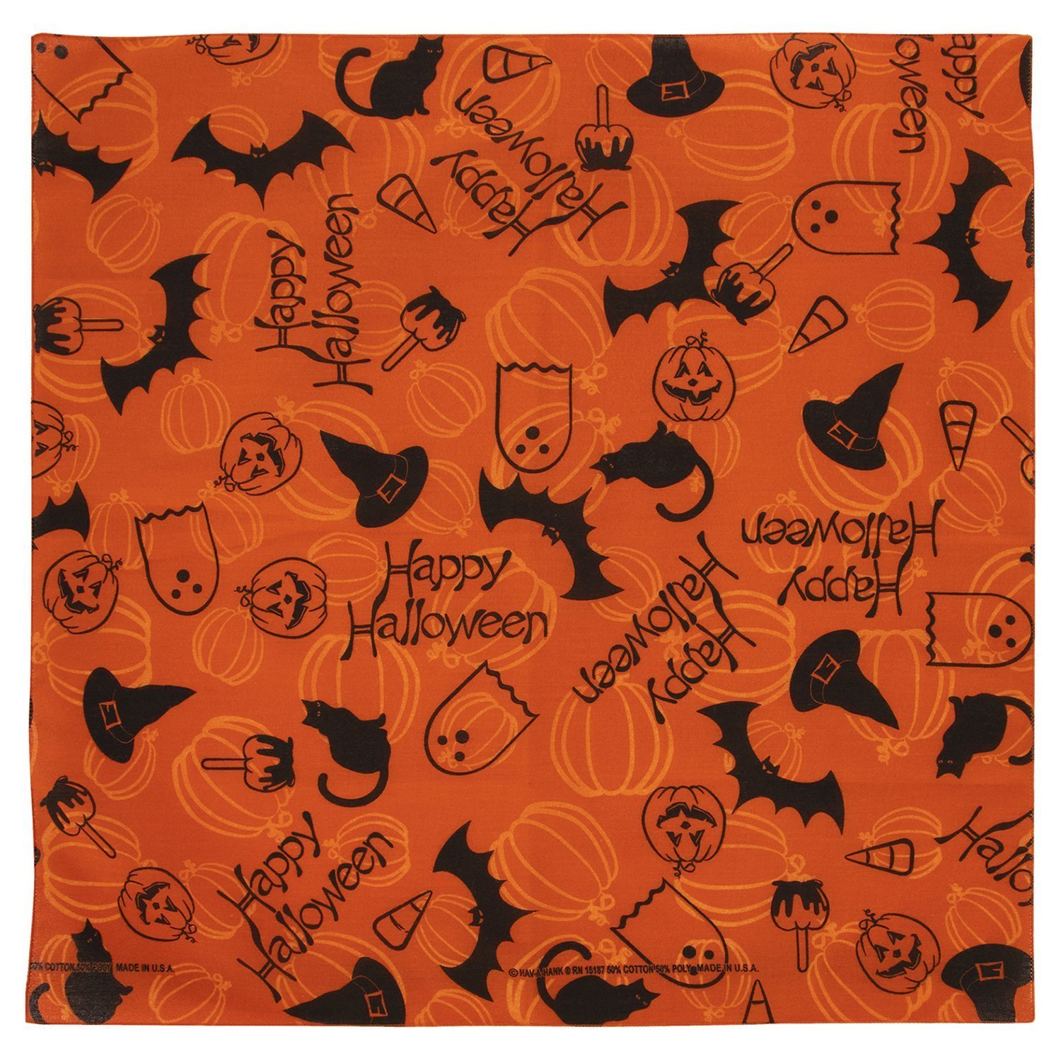 12-pack Happy Halloween Bandanas, by the Dozen - 22x22