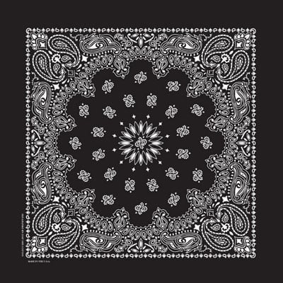 1pc Black American Made Western Paisley Bandanas - 100% Cotton - 35x35 Inches