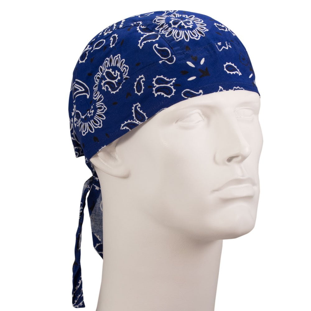 Blue Paisley Head Wrap - Cotton - Imported - Royal Blue Blue, 1 piece