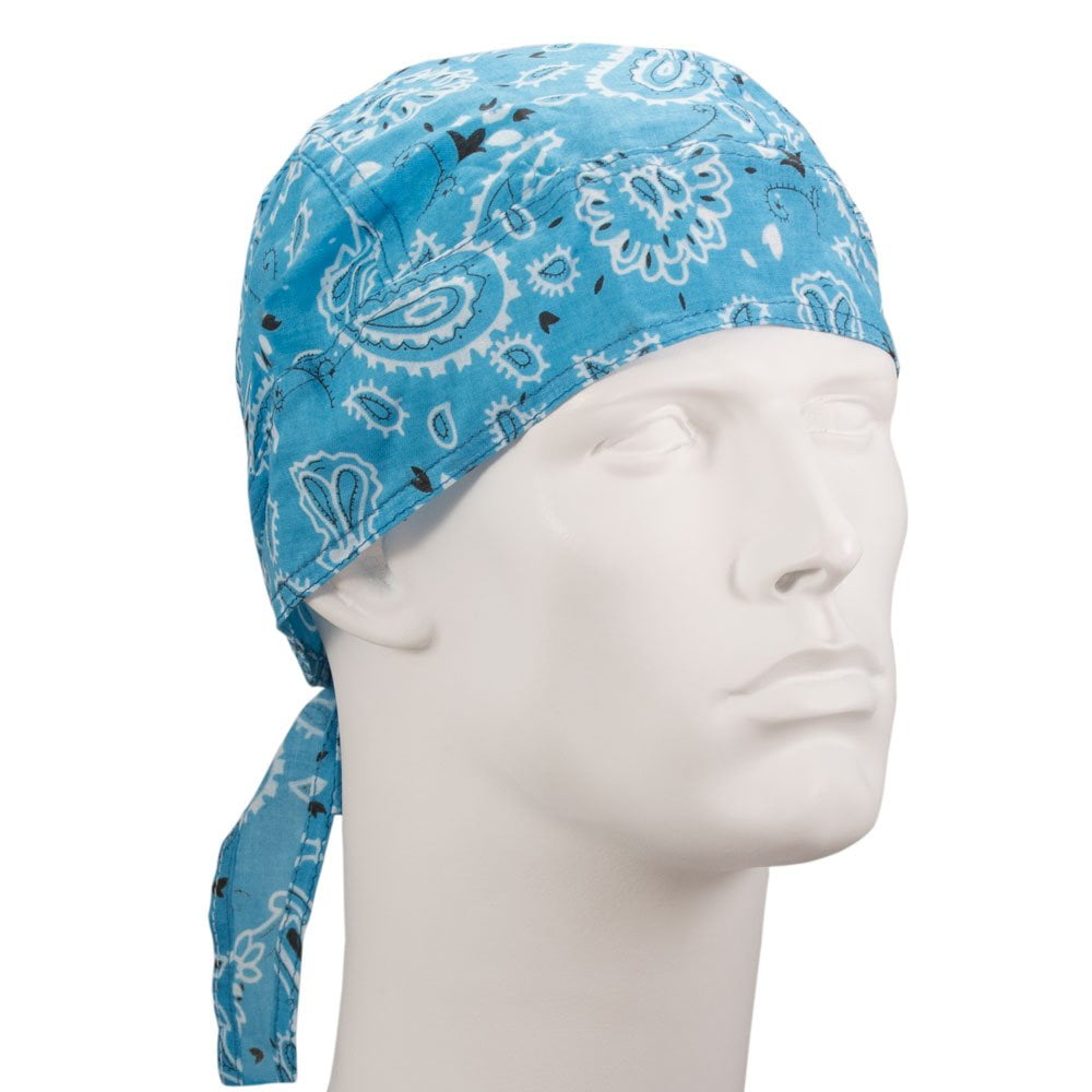 Turquoise Paisley Head Wrap - 100% Cotton - Imported - Turquoise, 1 piece