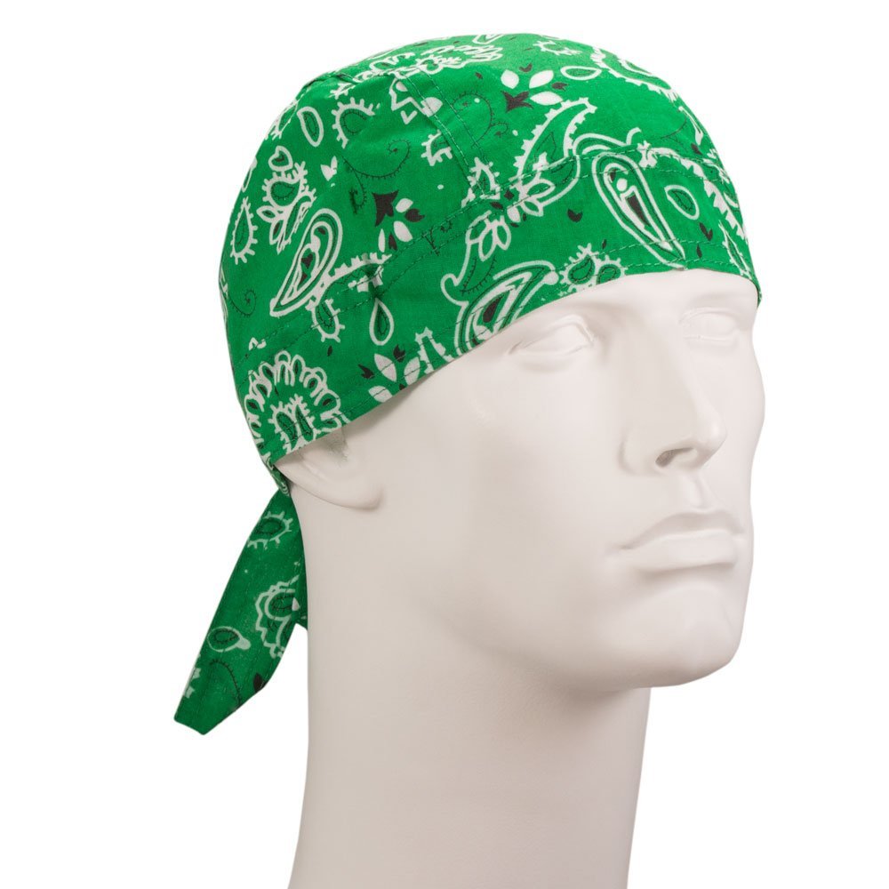 12pcs Green Paisley Head Wrap - 100% Cotton - Imported - Green, 12 pieces