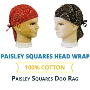 Paisley Squares Head Wrap - 100% Cotton - Imported