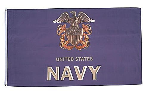 Navy 3d Emblem Flag - 3ft x 5ft Polyester - Imported