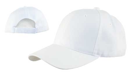 White Wool Look Baseball HAT with Adjustable Velcro Back - Single Piece