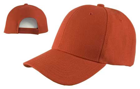 1pc Red Solid Baseball Hat - Low Profile - Constructed - Adjustable Velcro Back - 100% Acrylic (Wool Feel)