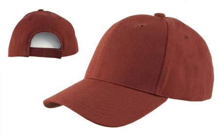 Burgundy Wool Look BASEBALL Hat with Adjustable Velcro Back - Dozen Packed