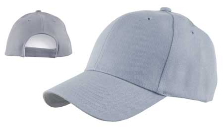 1pc Light Grey Solid Baseball Hat - Low Profile - Constructed - Adjustable Velcro Back - 100% Acrylic (Wool Feel)