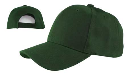 1pc Hunter Green Solid Baseball Hat - Low Profile - Constructed - Adjustable Velcro Back - 100% Acrylic (Wool Feel)