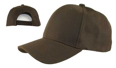 Brown Wool Look Baseball HAT with Adjustable Velcro Back - Single Piece