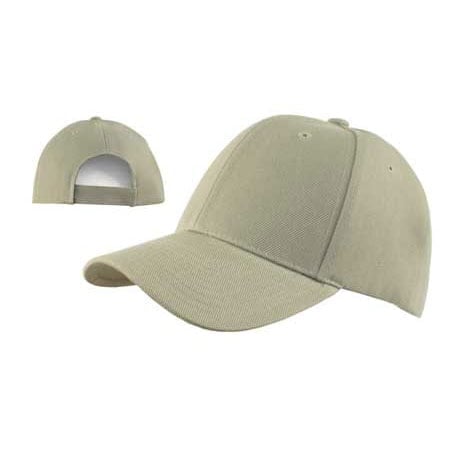 Khaki Wool Look Baseball HAT with Adjustable Velcro Back - Single Piece