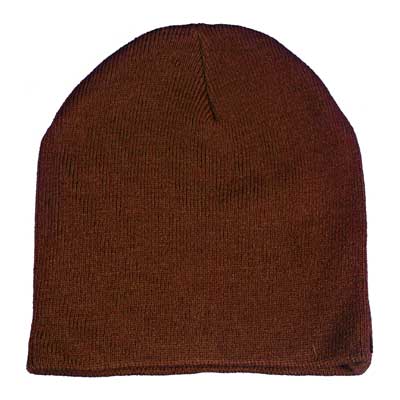 Brown USA Made Solid Beanie Winter Hat - Single Piece