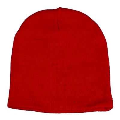 12pcs Solid Red Beanie Winter Knit Hats - Made in USA - Dozen Packed