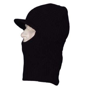 Black Open Face Ski Mask with Brim