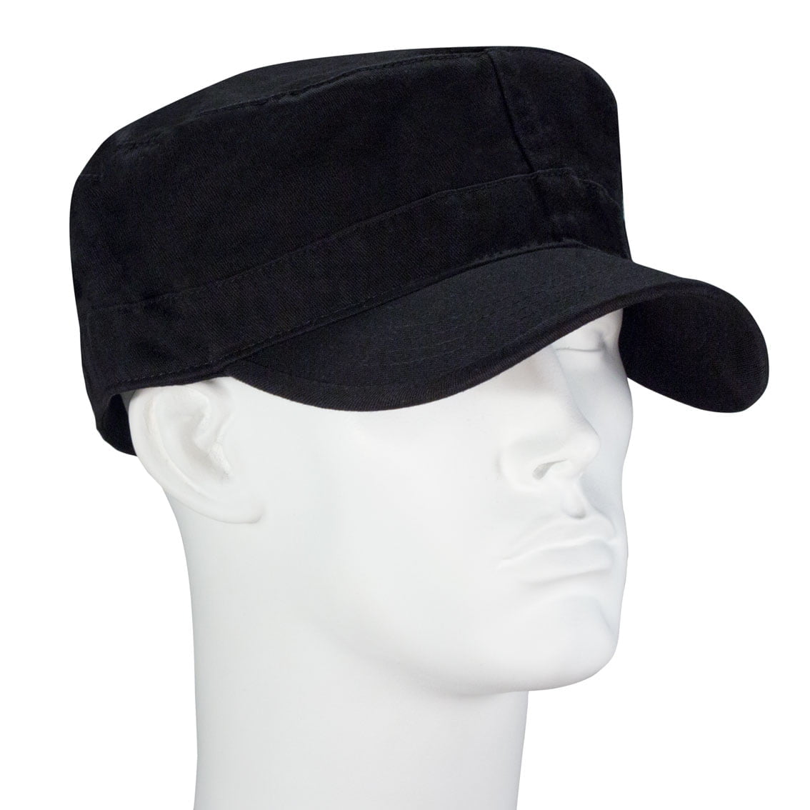 12pcs Black Solid Castro Military Fatigue Army Hats - Fitted - Unconstructed - 100% Cotton - Bulk by the Dozen - Wholesale