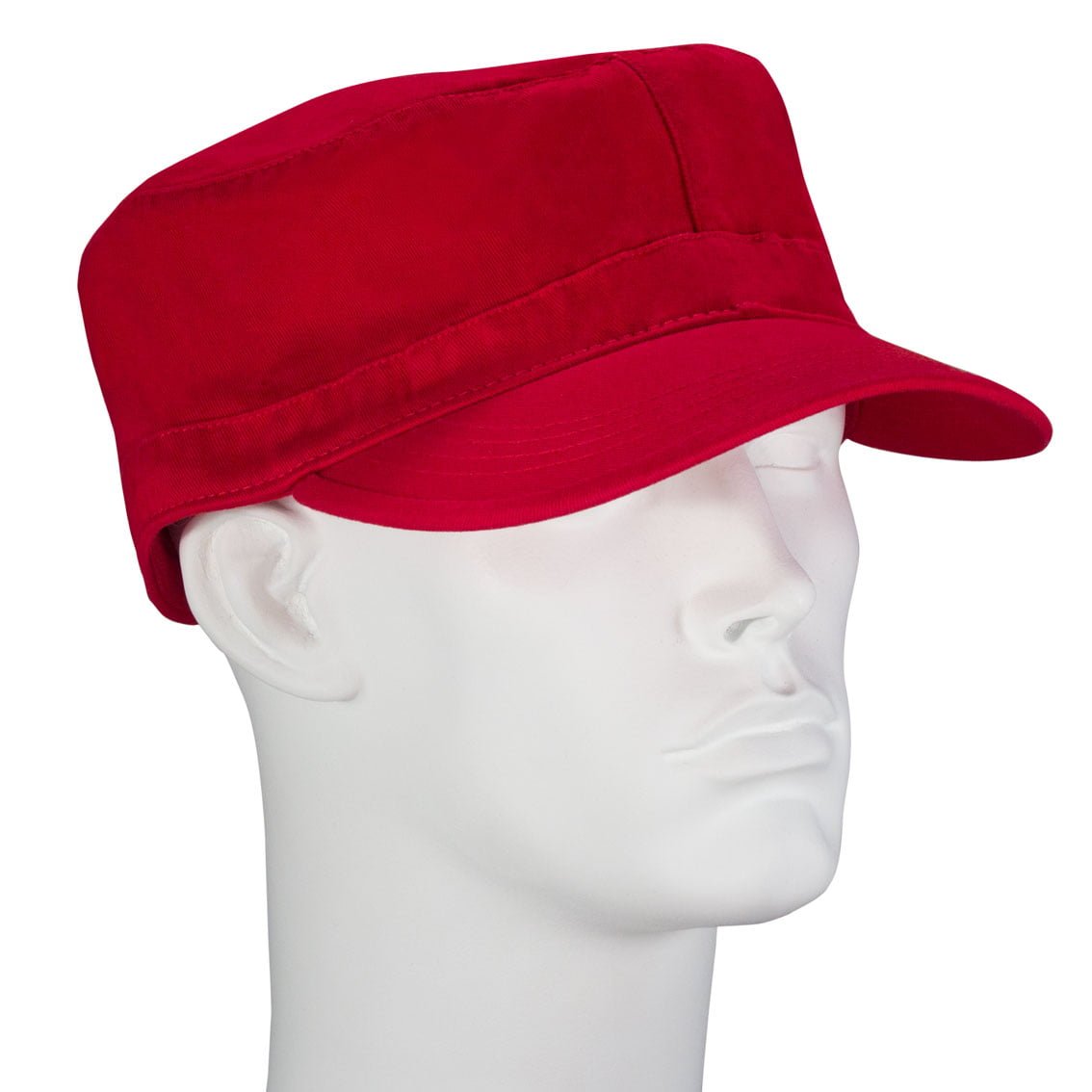 12pcs Red Solid Castro Military Fatigue Army Hats - Fitted - Unconstructed - 100% Cotton - Bulk by the Dozen - Wholesale