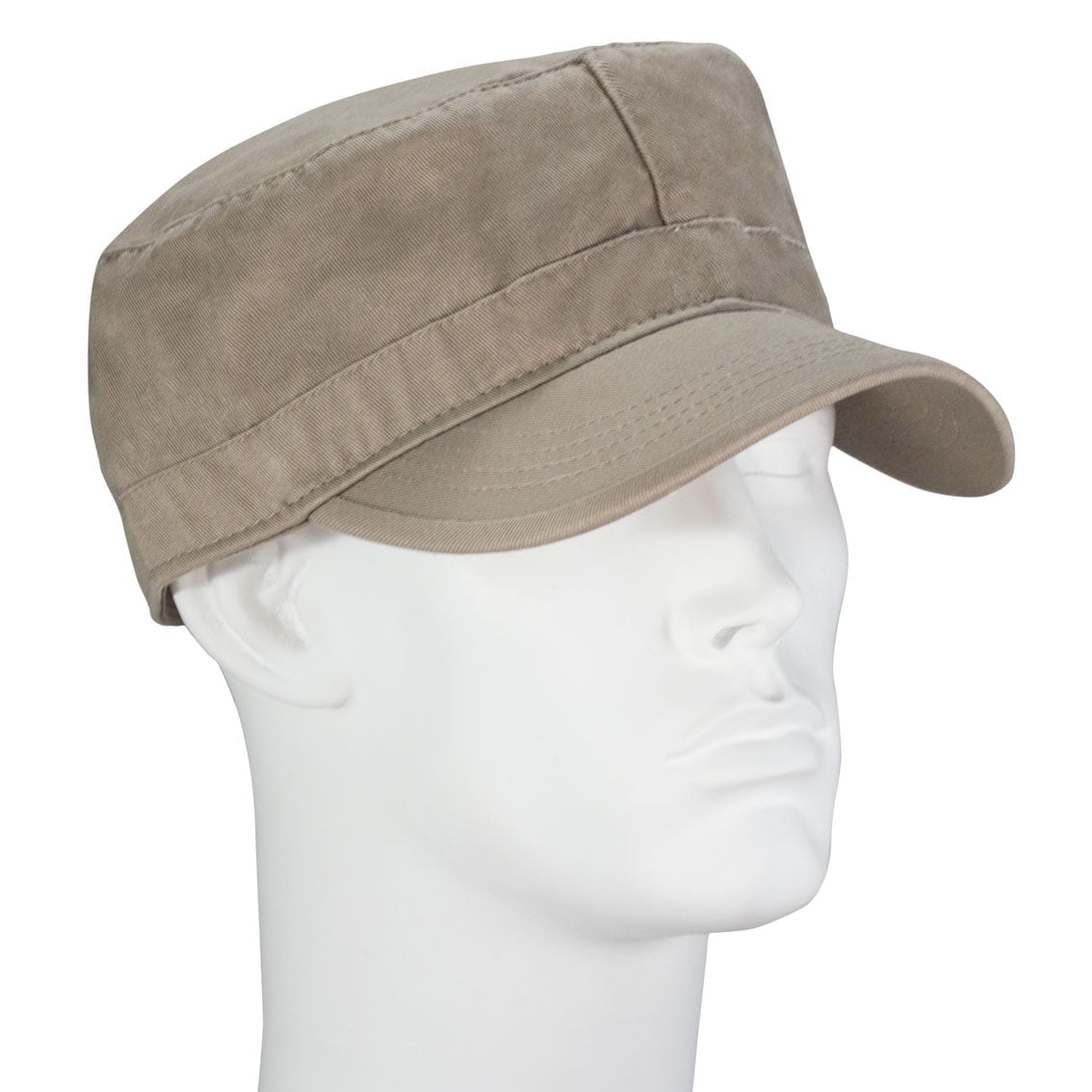 1pc Khaki Solid Castro Military Fatigue Army Hat - Fitted - Unconstructed - 100% Cotton