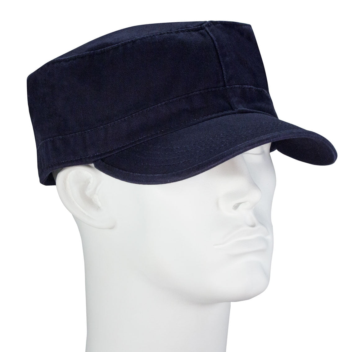 1pc Navy Solid Castro Military Fatigue Army Hat - Fitted - Unconstructed - 100% Cotton