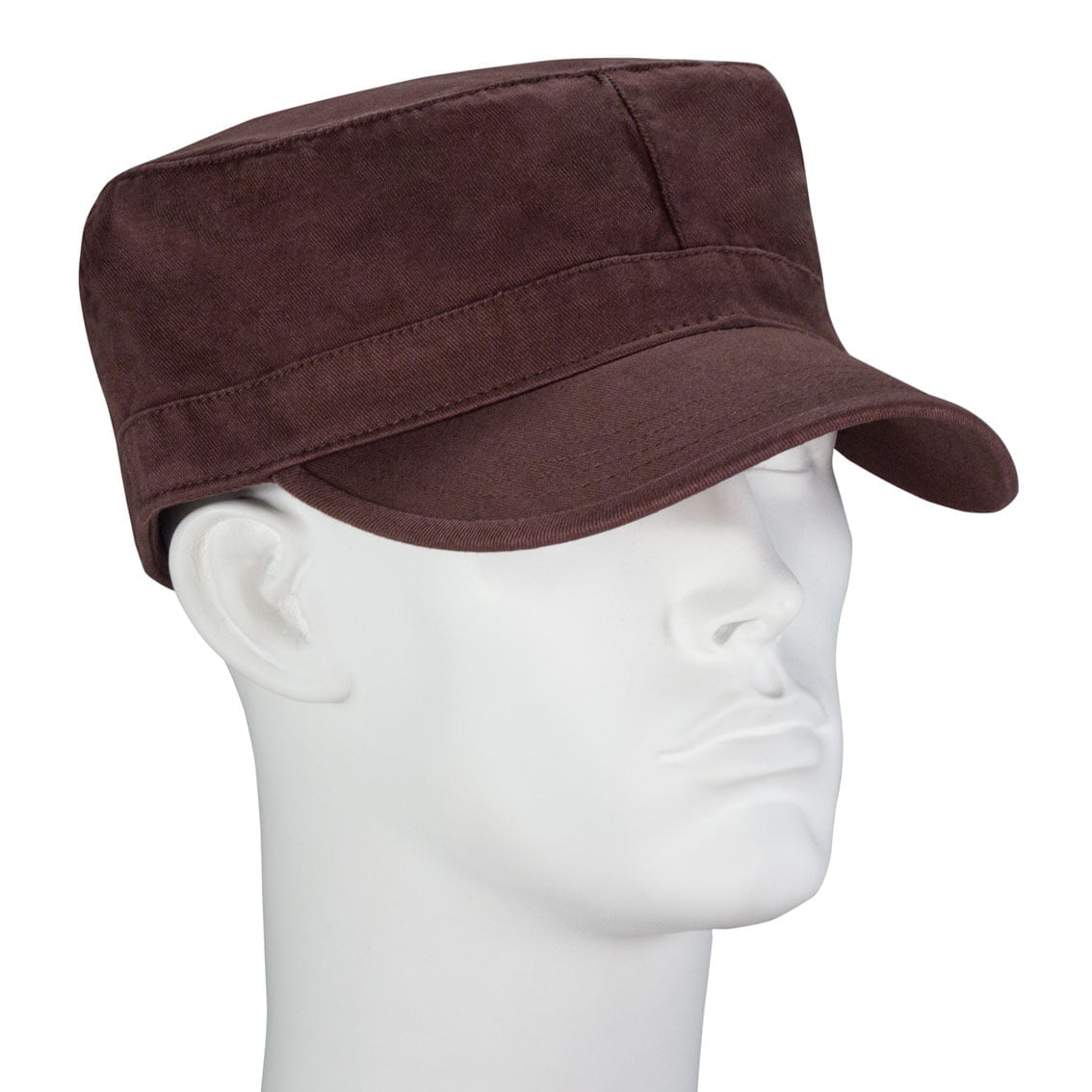 1pc Brown Solid Castro Military Fatigue Army Hat - Fitted - Unconstructed - 100% Cotton