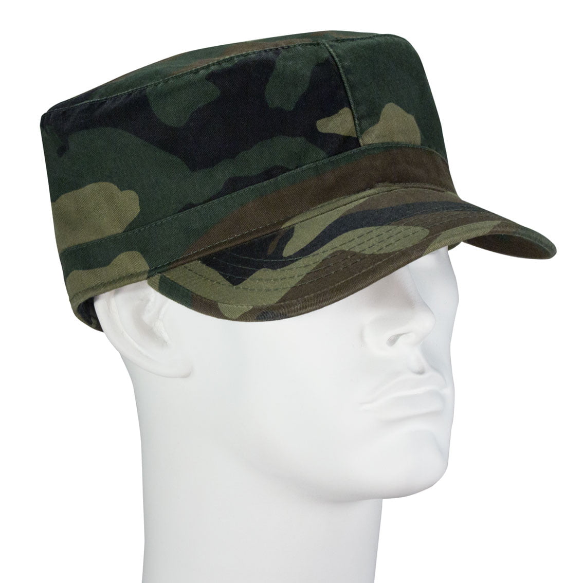 1pc Woodland Camo Castro Military Fatigue Army Hat - Fitted - Unconstructed - 100% Cotton