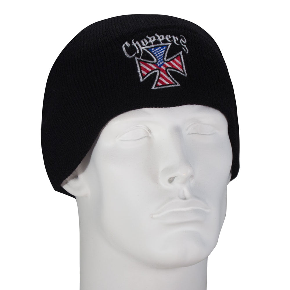 American Maltese Cross Choppers Embroidered Black Beanie - 144pcs - Case