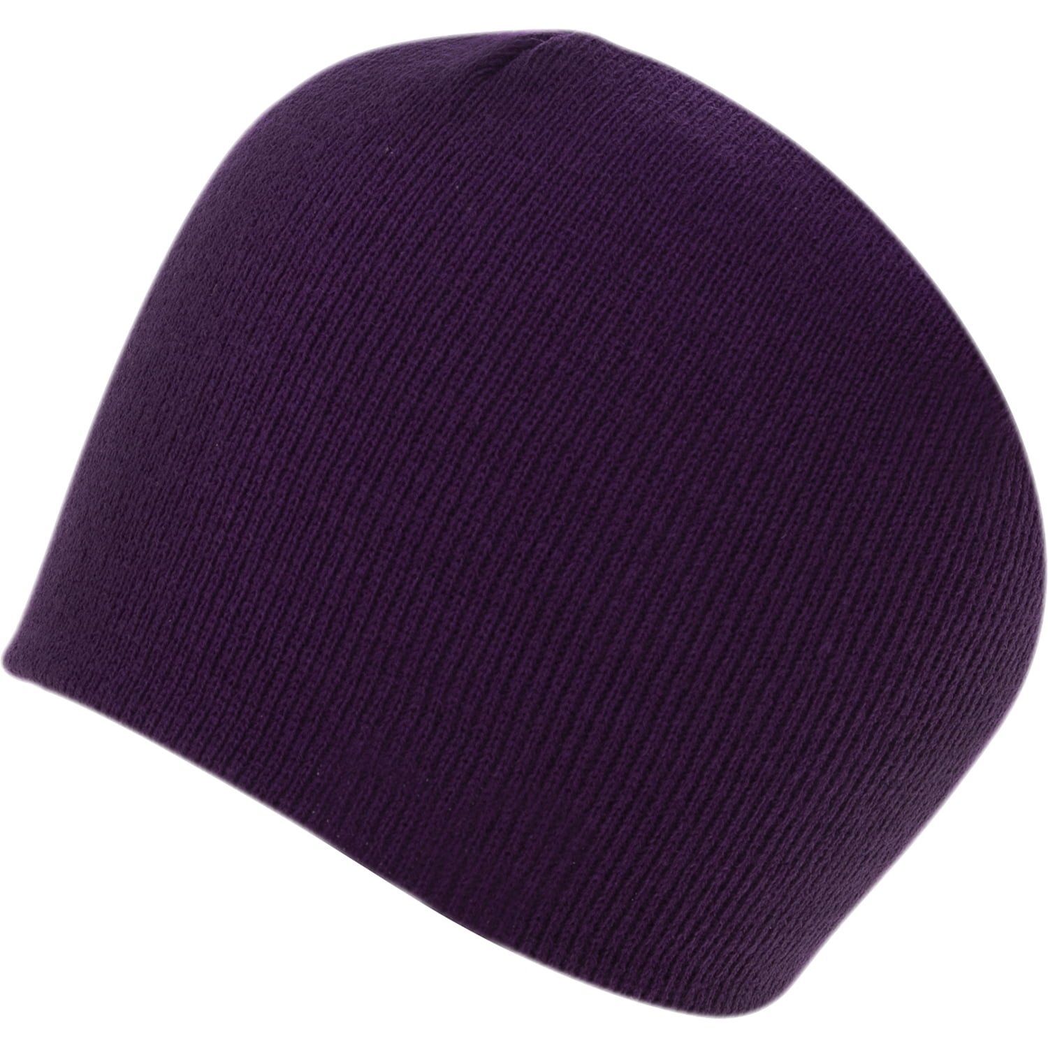 Purple USA Made Solid Beanie Winter Hat - Single Piece