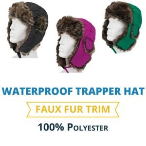Trapper Hat - Faux Fur - Heavy Duty Nylon - Waterproof - Imported