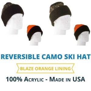 Reversible Camo Ski Hat with Blaze Orange Lining