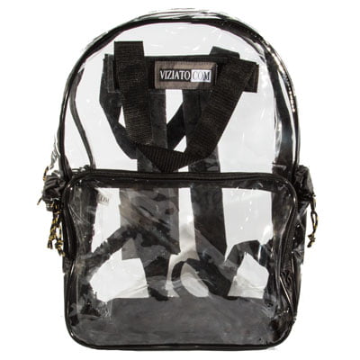 Clear PVC Plastic Backpack - Black Trim - 13.25x16x6