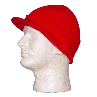 1pc Red Winter Knit Jeep Cap Beanie Ski Hat Visor - Made in USA - Single Piece