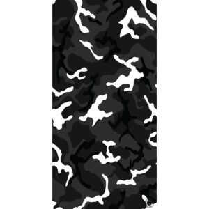 A black and white camouflage pattern features abstract shapes and organic forms blending together prominently creating a textured visual effect without any specific context or background details
