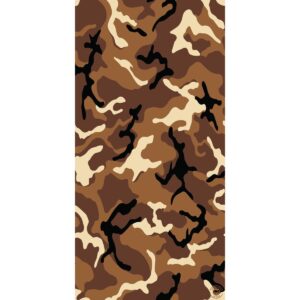 A camouflage pattern featuring various shades of brown tan and black forms fluid shapes across the surface creating a textured appearance suitable for military or outdoor clothing and equipment.